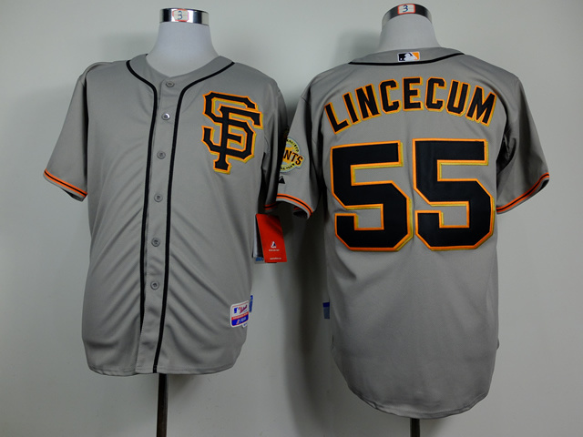 Men San Francisco Giants #55 Lincecum Grey SF MLB Jerseys->san francisco giants->MLB Jersey